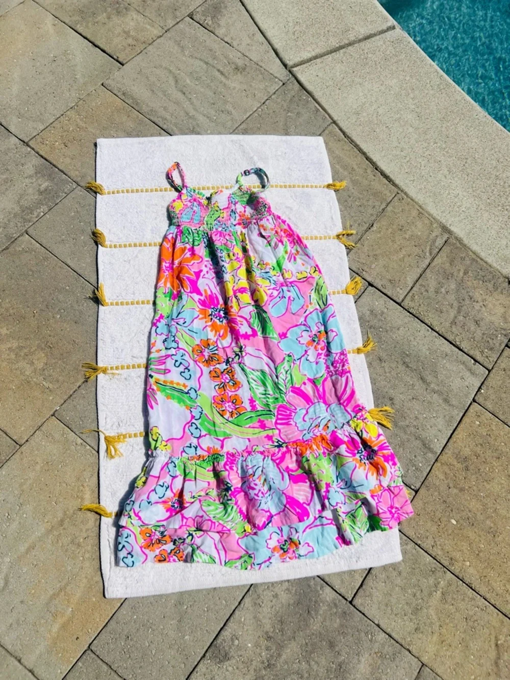 Girls Lilly Pulitzer Bright Pink & Multicolor Summer Dress - Picture 2 of 4